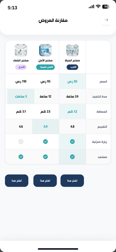 استقبل عروض المختبرات وقارنها